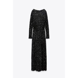 Zara Black Sequin Long Sleeve Dress